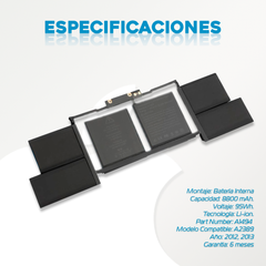 Batería para MacBook Pro Retina 15” Touch Bar A1707 (Año 2016-2017) - Phonex