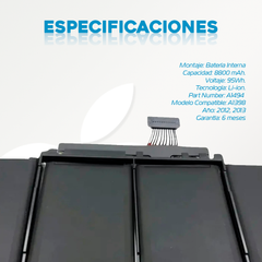 Bateria Macbook Pro Retina 15” A1398 (Año 2013-2014-2015) - Phonex