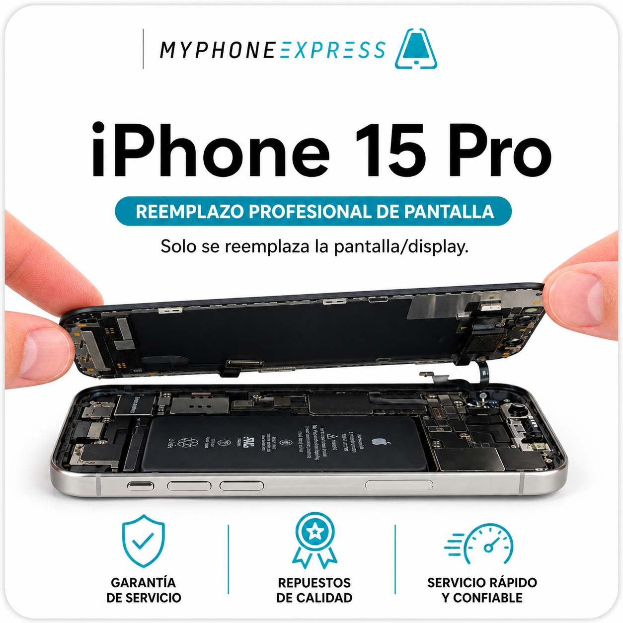 Cambio de pantalla iPhone 15 Pro en Providencia - My Phone Express