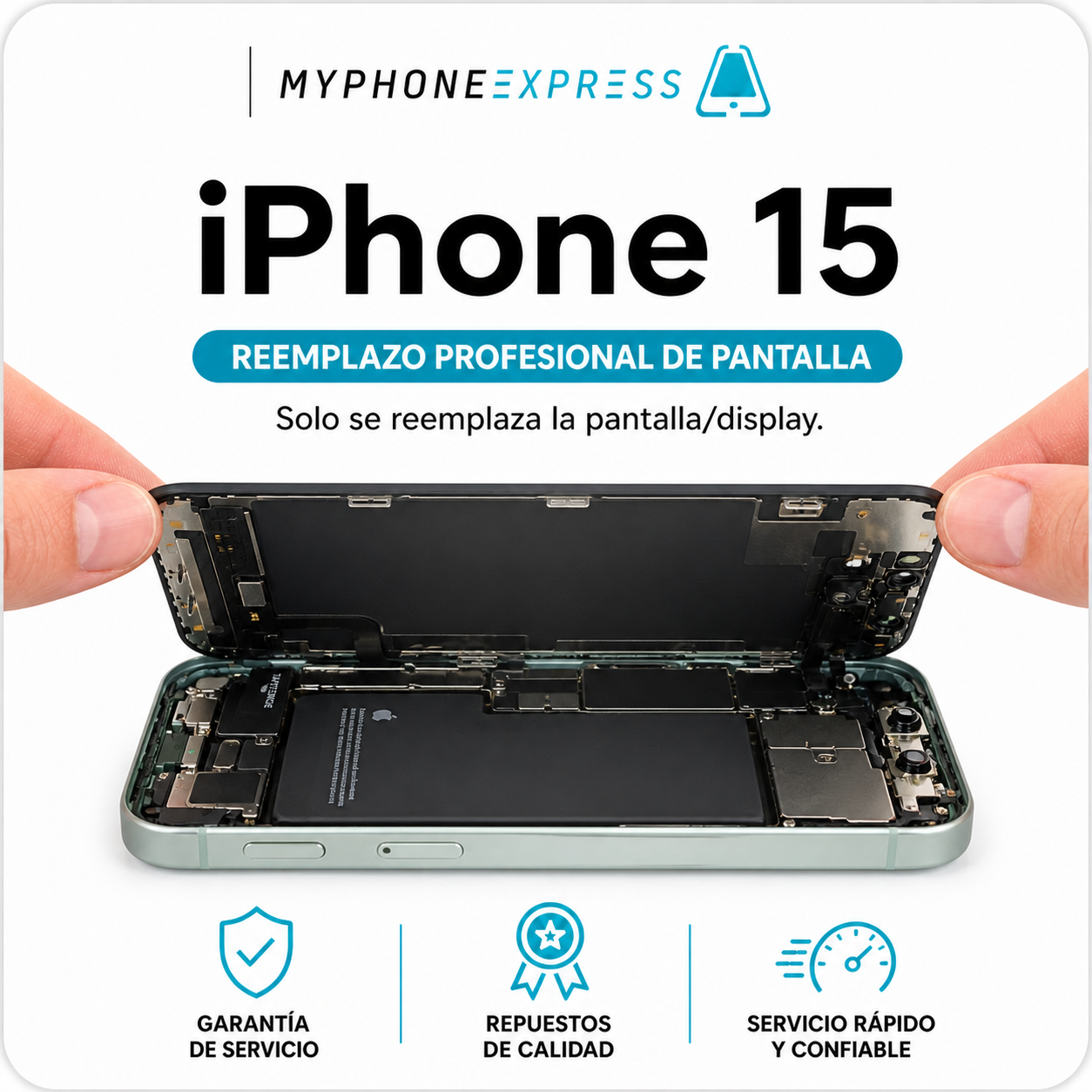 Cambio de pantalla iPhone 15 en Providencia - My Phone Express